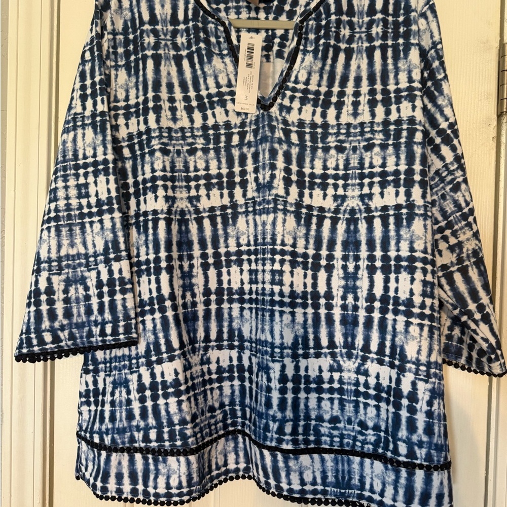NWT Chico’s Blue and White Women's Top